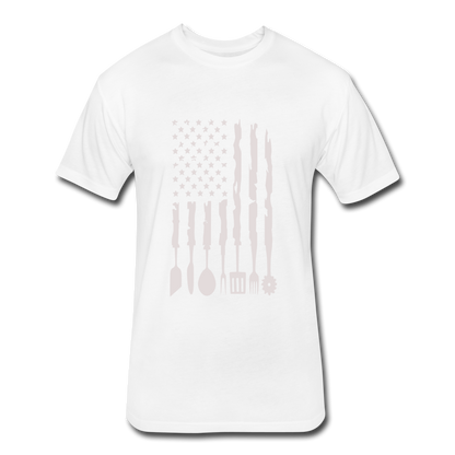 Distressed BBQ Utensil American Flag T-Shirt - white