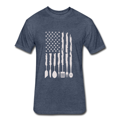 Distressed BBQ Utensil American Flag T-Shirt - heather navy
